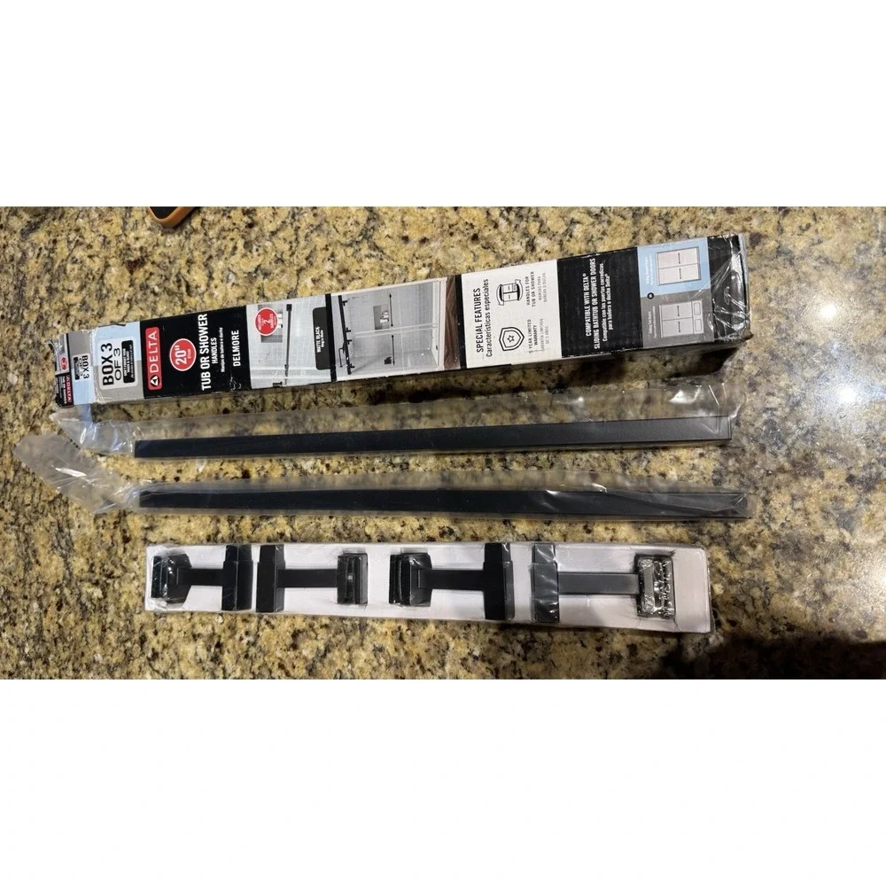 Delta Delmore 20in Matte Black Bar Pulls for Shower Door, 3-Pack